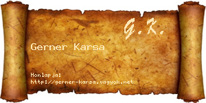 Gerner Karsa névjegykártya